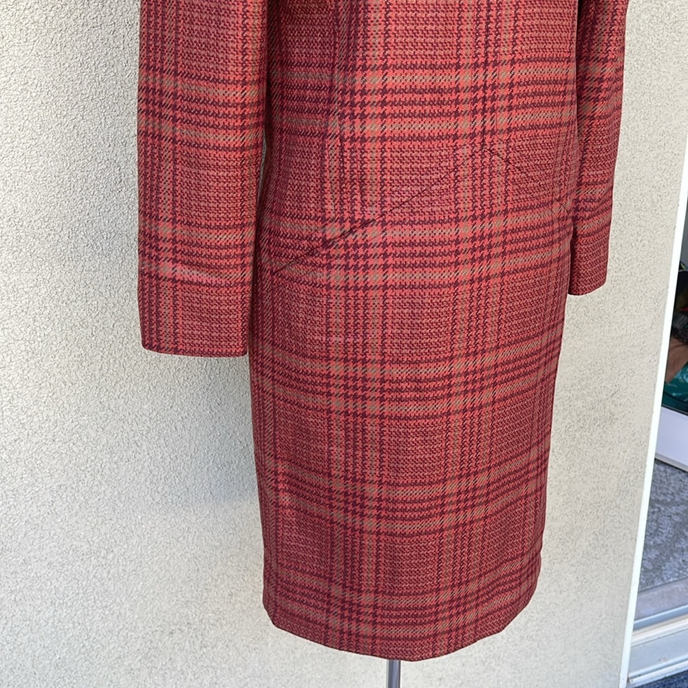 Carolyne Roehm vintage 80s plaid wool midi dress - Picture 3 of 7